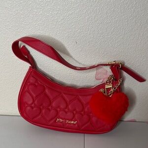 Betsey Johnson Red Heart Quilted Shoulder Bag